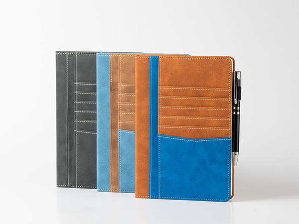 Пэчворк-ежедневники в кожаной обложке, контрастные цвета с карманами для карт, петля-держатель для ручек, 80 страниц в линейку